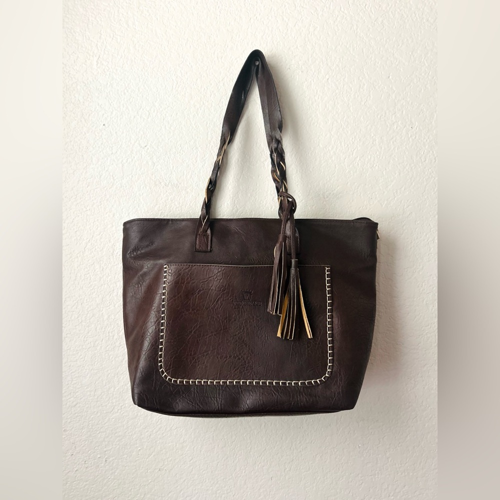 Weimeibaige Brown Vegan Purse Leather Tote Bag